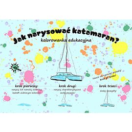 Kolorowanka edukacyjna Jak narysować Katamaran?