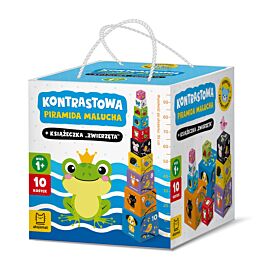 Kontrastowa piramida malucha + książeczka „Zwierzęta”, 1+