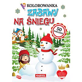 Zabawy na śniegu. Kolorowanka z naklejkami