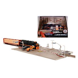 Wyścig z pociągiem Diorama  JADA F&F +2 metalowe pojazdy