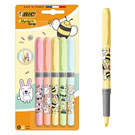 Zakreślacz BIC Pastel Kawaii Highlighter Grip blister 5 kolorów