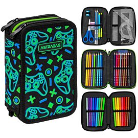 Piórnik Jumbo 3-komorowy z wyposażeniem Astrabag Game On