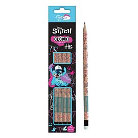 Ołówek z gumką Stitch black w kartoniku 6 sztuk