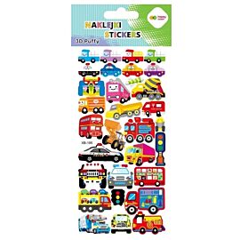 Naklejki 3D Puffy - Funny Vehicles, 9.5 cm x 22 cm, Happy Color