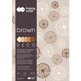 Happy Color, Blok Hobby Deco Brown 170 g/m2, A4/20 ark., 5 kolorów