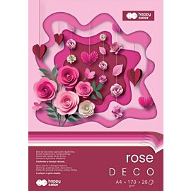 Happy Color, Blok Hobby Deco Rose 170 g/m2, A4/20 ark., 5 kolorów