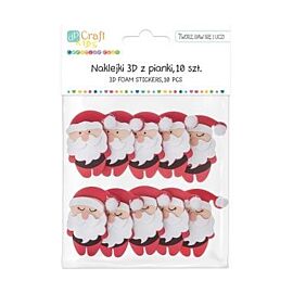 Naklejki 3D z piankami mikołaje 10szt