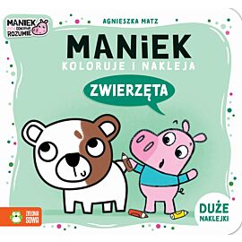 Maniek koloruje i nakleja. Zwierzęta