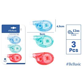 Korektor w taśmie BeBasic 5mmx12m blister 3 sztuki