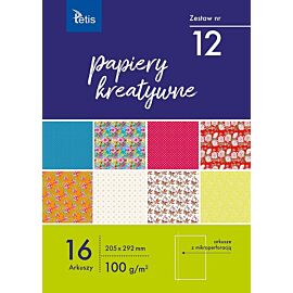 Papiery kreatywne zestaw 12 a5 16 ark