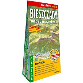 Bieszczady Mapa panoramiczna laminowana mapa turystyczna 1:60 000
