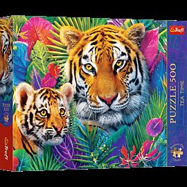 Puzzle 500 Trefl Premium Plus Tea Time Tygrysy w dżungli 37625