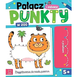 Połącz punkty i zobacz! W zoo. Przygotowanie do nauki pisania. Ścieralny pisak