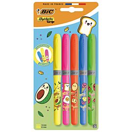Zakreślacz BIC Neon Kawaii Highlighter Grip blister 5 kolorów
