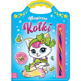 Magiczne kotki. Kolorowanka z naklejkami. Zaczarowana kredka.