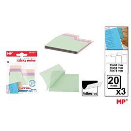 Karteczki samoprzylepne indeksujące przezroczyste 75x60mm 3x20szt.