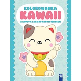 Kolorowanka Kawaii z grubym lakierowanym obrysem. Kot