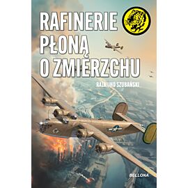 Rafinerie płoną o zmierzchu