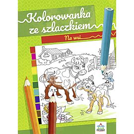 Na wsi. Kolorowanka ze szlaczkiem
