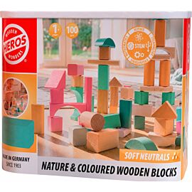Heros Klocki drewniane w delikatnych kolorach 100 sztuk