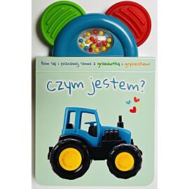 Czym jestem? zielona. Książeczka z gryzaczkiem i grzechotką