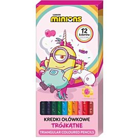 Kredki ołówkowe trójkątne Minionki 12 kolorów