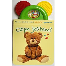 Czym jestem? Żółta. Książeczka z gryzaczkiem i grzechotką