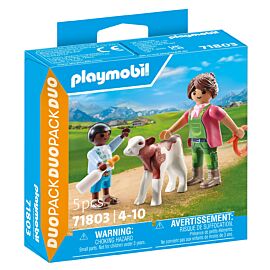 Playmobil Gospodyni wiejska z dzieckiem i cielakiem 71803