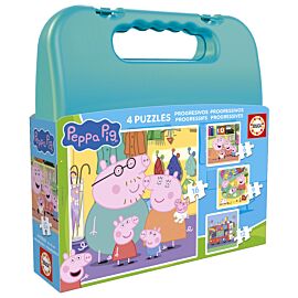 Puzzle 4w1 Świnka Peppa walizka 113788