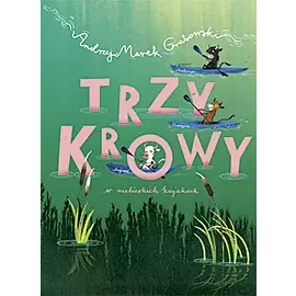 Trzy krowy w niebieskich kajakach