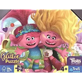 Puzzle 70 glitter w kuferku  brokatowe trolle 53021