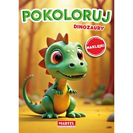 Pokoloruj dinozaury. Kolorowanka z naklejkami