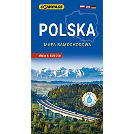 POLSKA laminowana mapa samochodowa 1:650 000