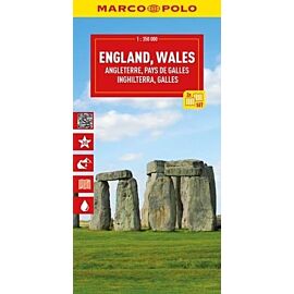 Anglia, Walia. Mapa drogowa w skali 1:350 000