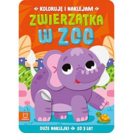 Koloruję i naklejam. Zwierzątka w zoo. Duże naklejki od 3 lat