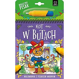 Kot w Butach. Malowanka z pisakiem wodnym