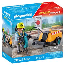 Playmobil Pracownik budowlany z młotem pneumatycznym 71752
