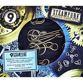 Łamigłówki metalowe Steampunk zestaw niebieski 9 szt.