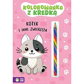 Kolorowanka z kredką. Kotek i inne zwierzęta