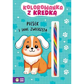 Kolorowanka z kredką. Piesek i inne zwierzęta