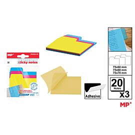 Karteczki samoprzylepne indeksujące przezroczyste 75x60mm 3x20szt