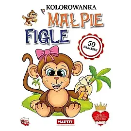 Małpie figle z naklejkami. Kolorowanka