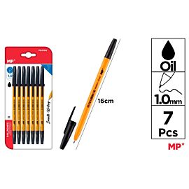 Długopis MP 1.0mm czarny blister 7 sztuk