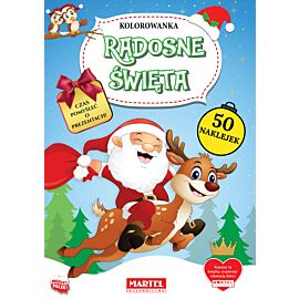 Radosne święta. Kolorowanka z naklejkami
