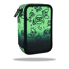 Piórnik potrójny z wyposażeniem Coolpack Jumper 3 Game Over Gradient Green