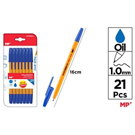 Długopis MP 1.0mm niebieski blister 21 sztuk