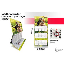 Kalendarz 2027 trójdzielny ścienny Zwierzaki