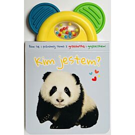 Kim jestem? błękitna. Książeczka z gryzaczkiem i grzechotką