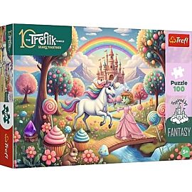 Puzzle 100 Inspired By Fantasy Jednorożec w słodyczolandii Rodzina Treflików 16574