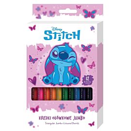 Kredki ołówkowe trójkątne Jumbo Stitch pink 12 kolorów